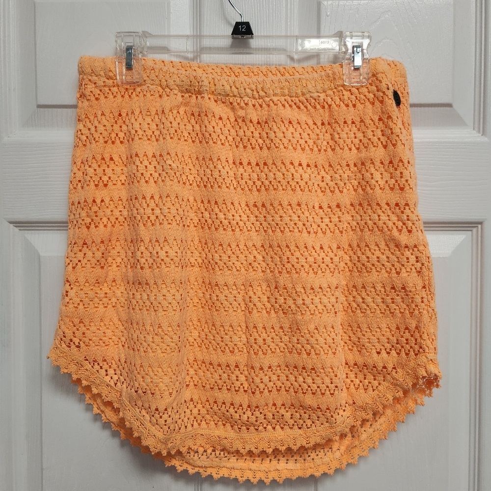 Roxy Orange Crochet Skirt